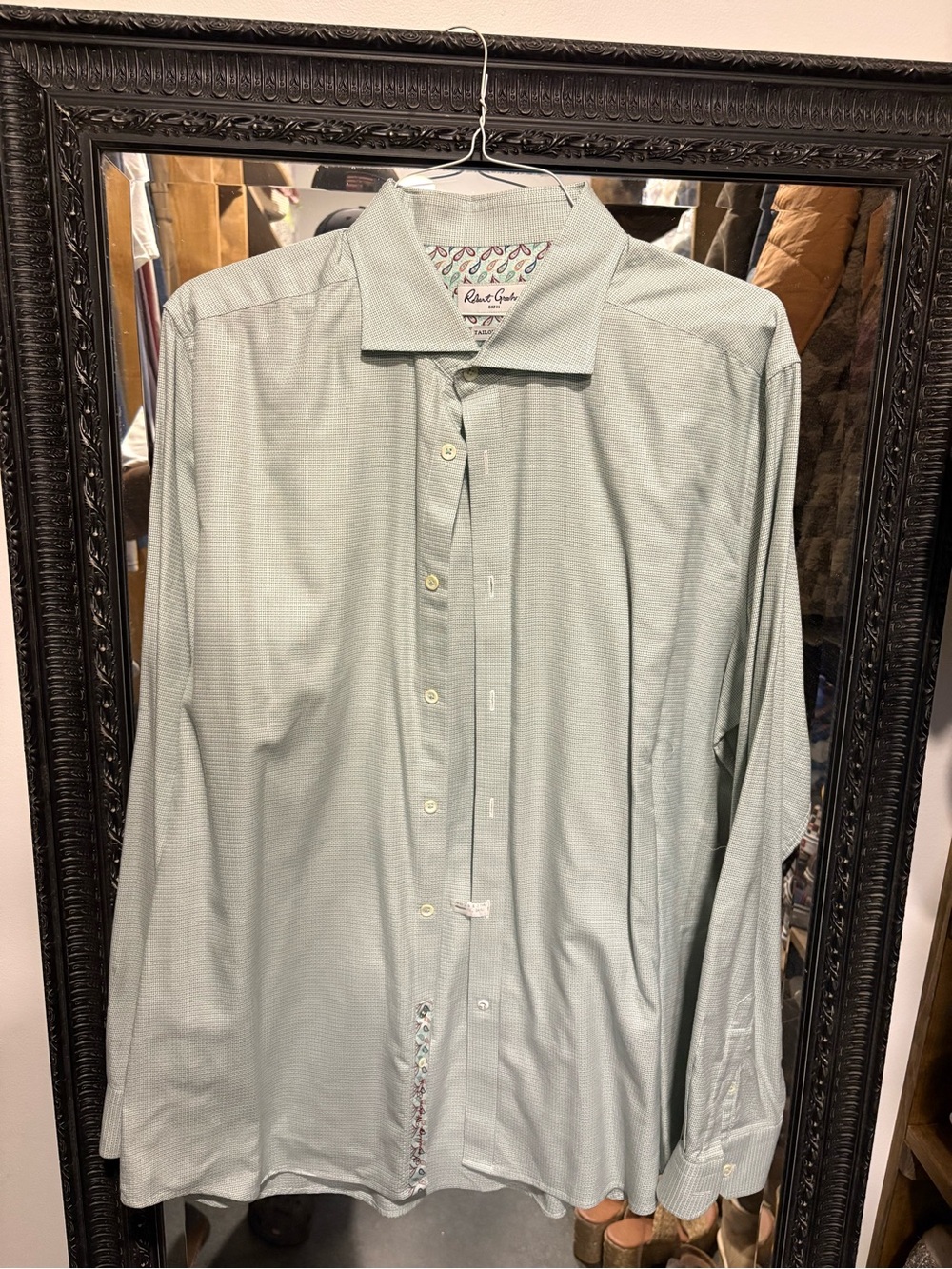 Robert Graham Men's Mint Green Long Sleeve Dress Shirt